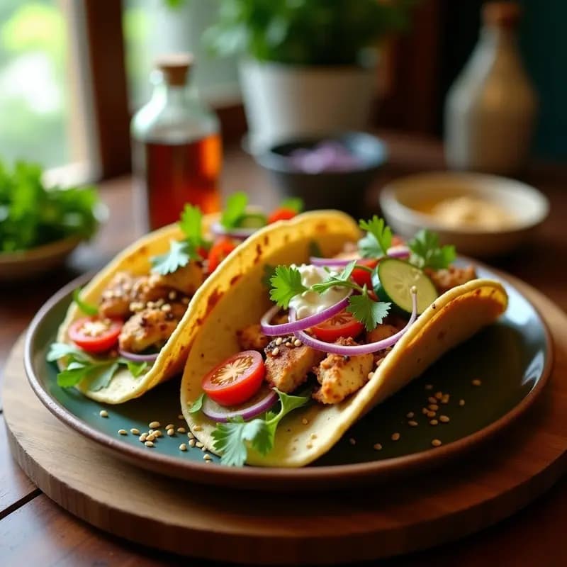 Tacos Árabes de Shawarma de Pollo: Receta de Yemen con Pan Khobz y Garlic Sauce