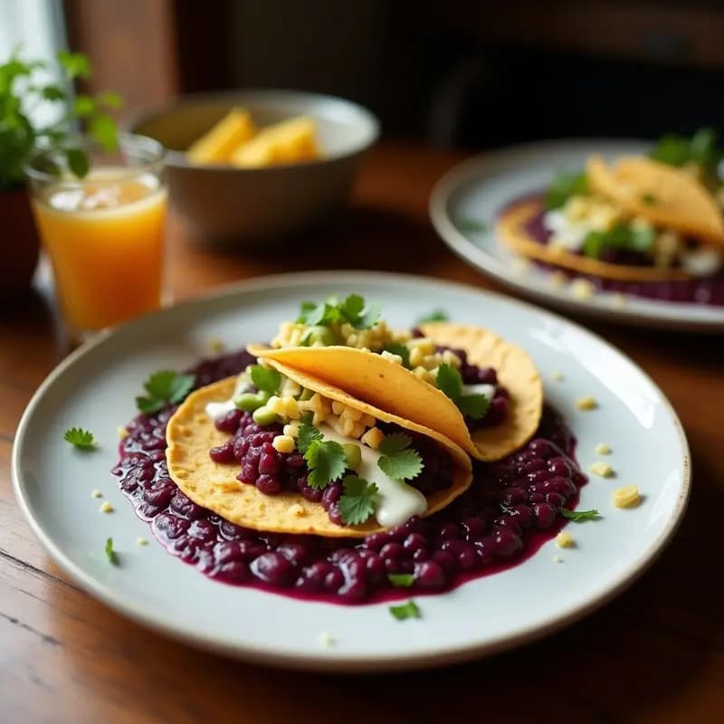Tacos de Arroz Morado con Ungüento de Aguacate y Polvo de oro Comestible: Receta Viral Peruana en Airfryer