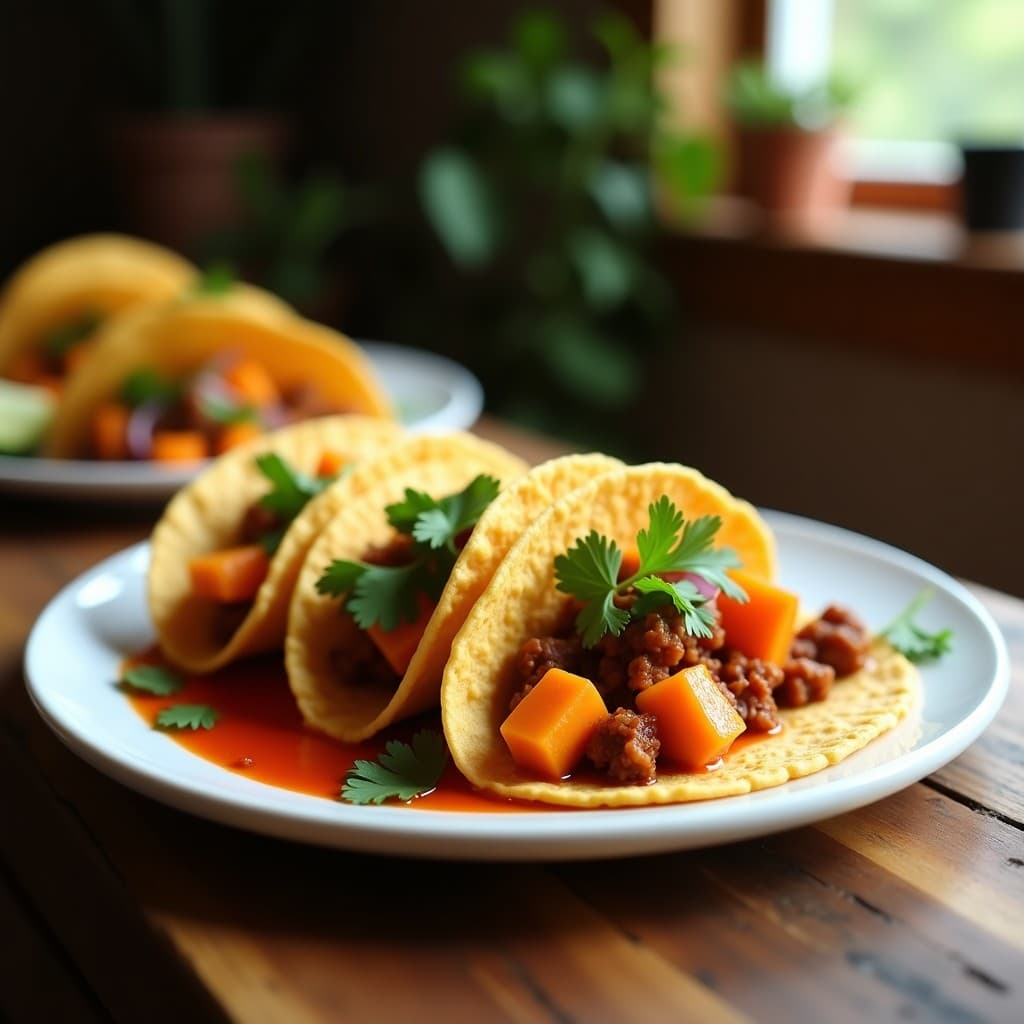 Tacos de Auyama y Chorizo Vegano: Receta al Horno con Salsa de Achiote y Naranja