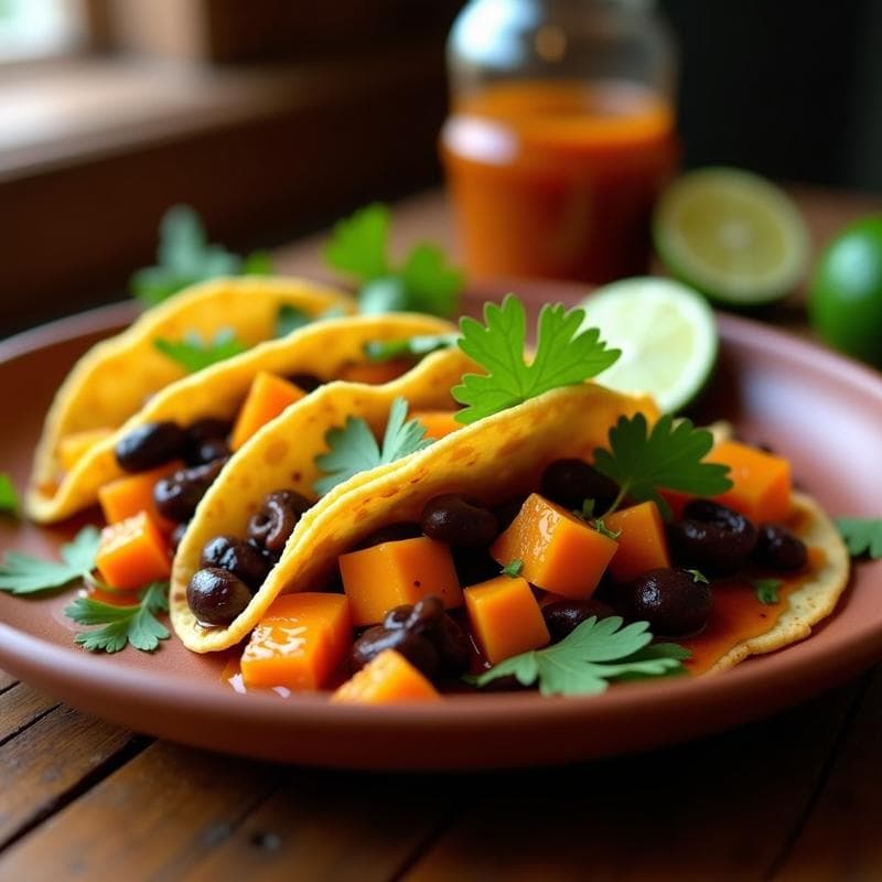 Tacos de Auyama y Frijoles Negros con Salsa de Aji Dulce: Receta Venezolana en 20 Minutos