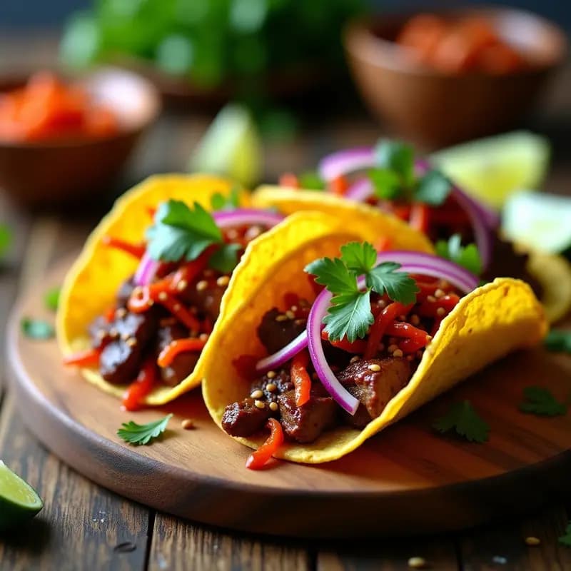 Tacos de Barbacoa Coreanos con Kimchi: Receta Fusion Picante y Umami