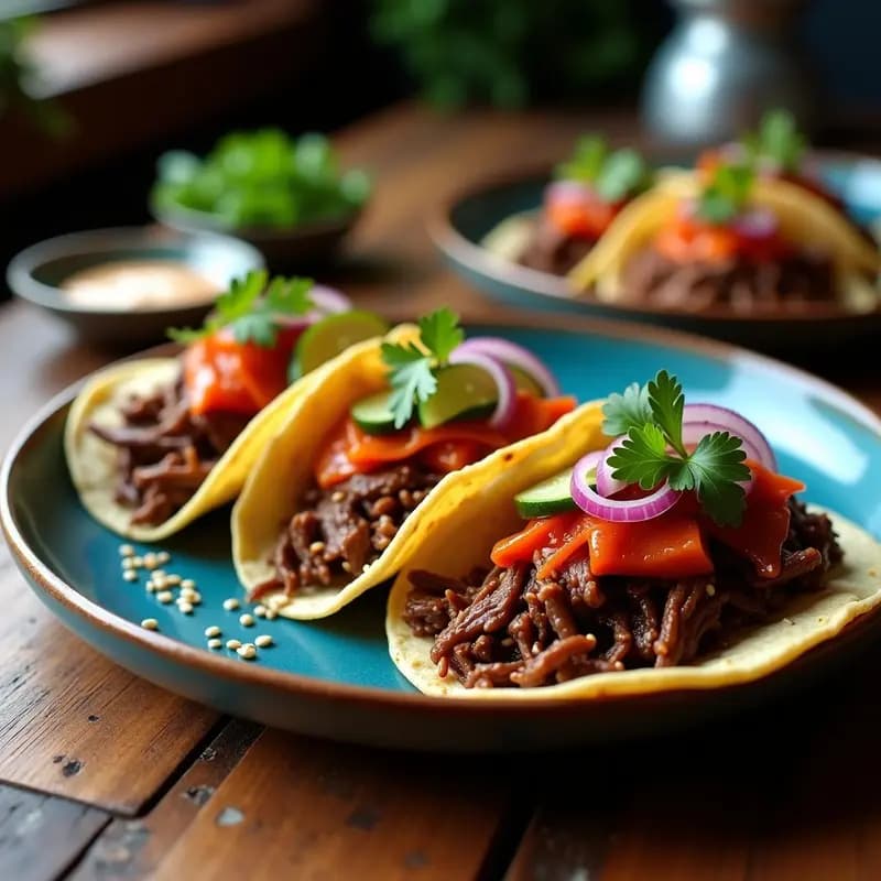 Tacos de Barbacoa de Res al Estilo Koreano: Fusión Mexicana-Coreana