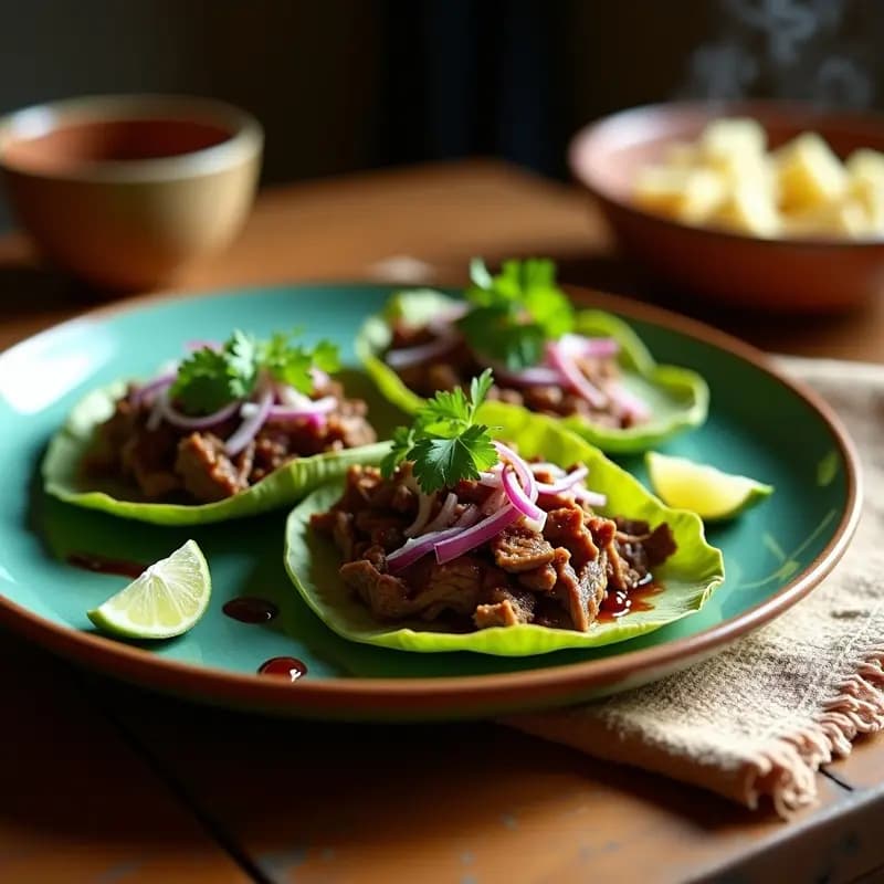 Tacos de Barbacoa de Res en Hoja de Nopal: Receta Mexicana Sin Tortilla y Alta en Fibra
