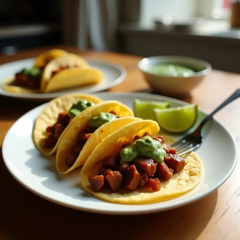 Tacos de Barbacoa de Seitan con Salsa Verde: Receta Mexicana 100% Vegana