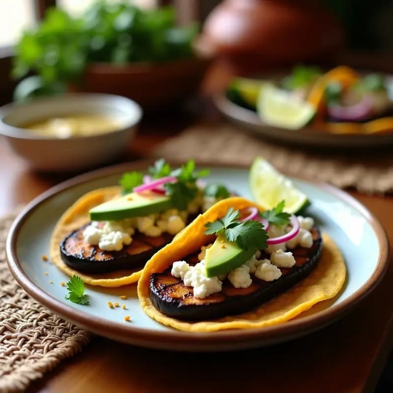 Tacos de Berenjena Ahumada y Queso de Cabra: Receta Vegana Rápida y Sin Gluten