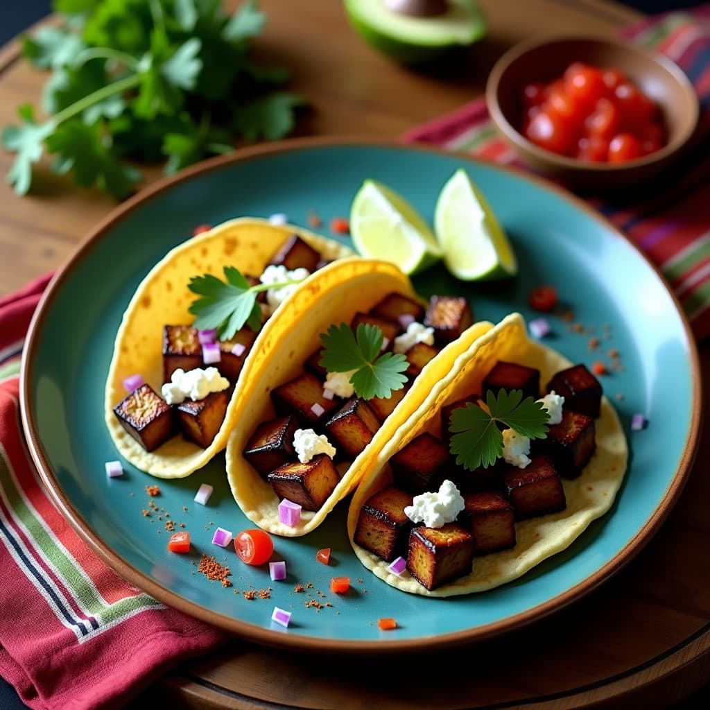 Tacos de Chorizo de Berenjena y Queso Feta: Receta Mexicana Vegetariana en Sartén