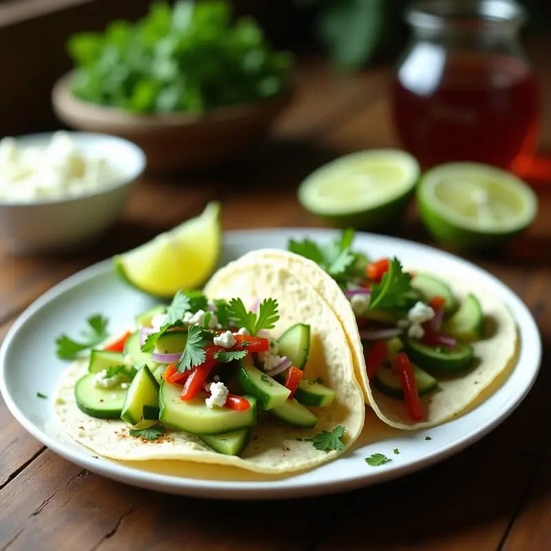 Tacos Blancos de Pepino con Chile y Limón: Receta Mexicana Fresca y Sin Cocinar