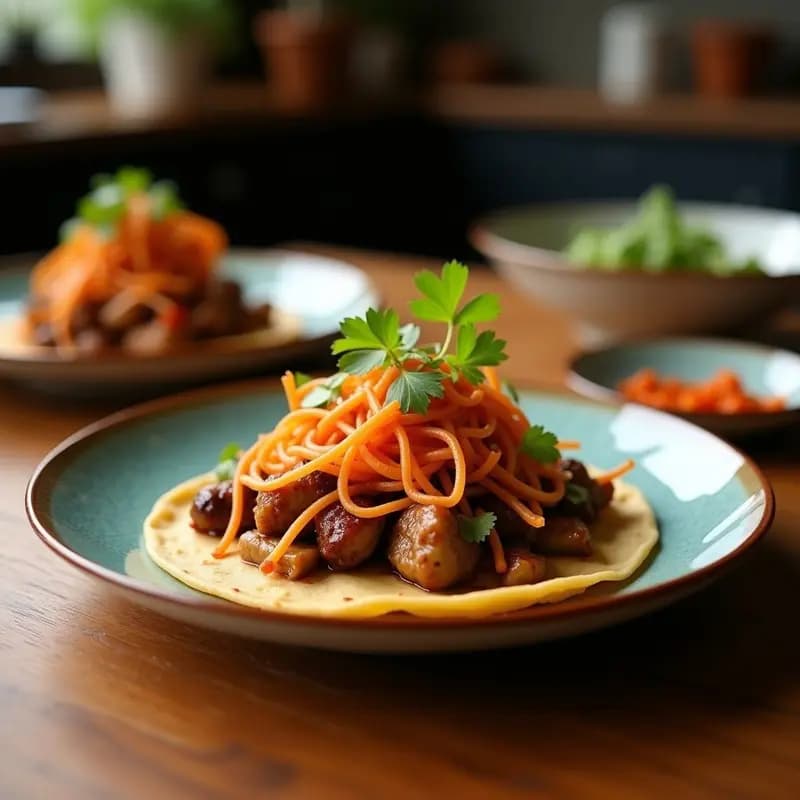 Koreatown Tacos de Bulgoogi Vegetal con Kimchi: Receta Coreana Vegana en Airfryer