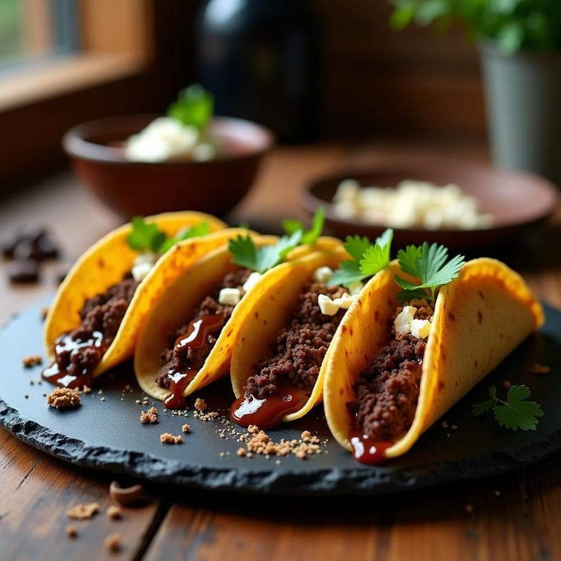Tacos de Café y Chocolate con Salsa Picante: Receta Gourmet Innovadora en 20 Minutos