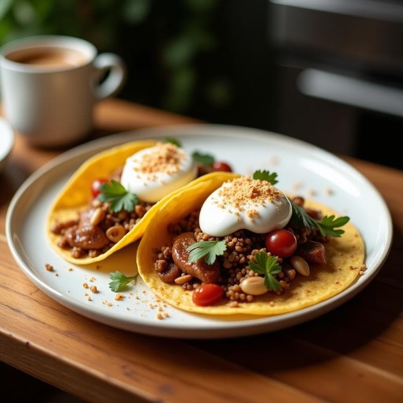 Tacos de Café con Espuma de Coco: Receta Vegana y Energética para el Desayuno