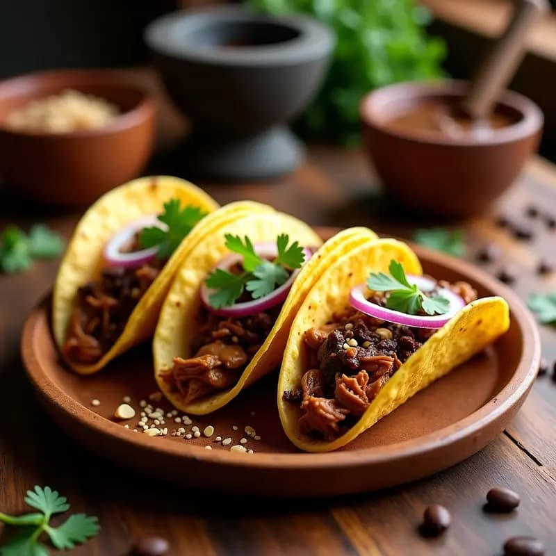 Tacos de Café Mole con Pollito: Receta Mexicana de Autor en 30 Minutos