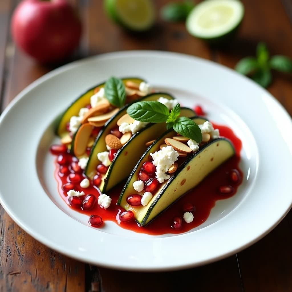 Tacos de Calabacín y Feta con Salsa de Granada: Receta Griega Keto sin Tortilla