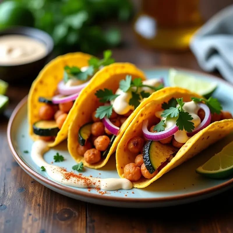 Tacos de Calabacín y Garbanzos con Salsa de Tao: Receta Vegana en Airfryer sin Aceite