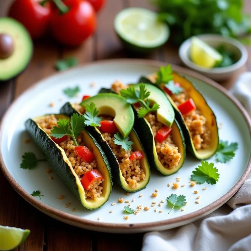 Tacos de Calabacín Rellenos de Quinoa y Pimientos: Receta Vegana y Sin Gluten