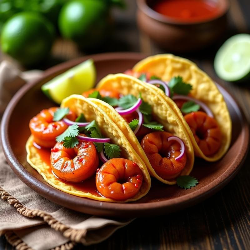 Tacos de Camarón en Adobo de Guayaba: Receta Mexicana Dulce y Picante en Airfryer