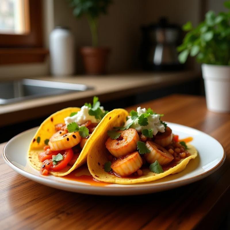 Tacos de Camarón Ahumado con Salsa de Guanábana: Receta Costera Mexicana en Airfryer