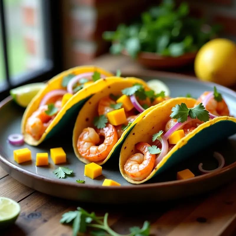 Tacos de Camarón Ahumado con Mango y Habanero: Receta Mexicana Gourmet en 20 Minutos