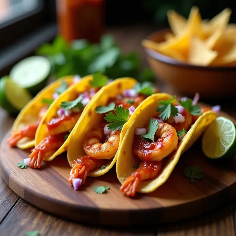 Tacos de Camarón al Ajillo con Salsa de Chipotle: Receta Mexicana Picante y Crujiente