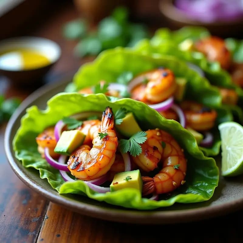Tacos de Camarón al Ajillo con Nopales Asados: Receta Mexicana Sin Harina y Baja en Carbohidratos