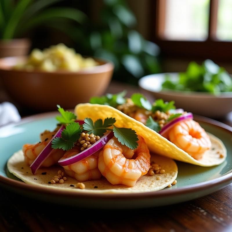Tacos de Camarón Encurtido con Salsa de Piña y Cilantro: Receta Mexicana en Airfryer y Keto