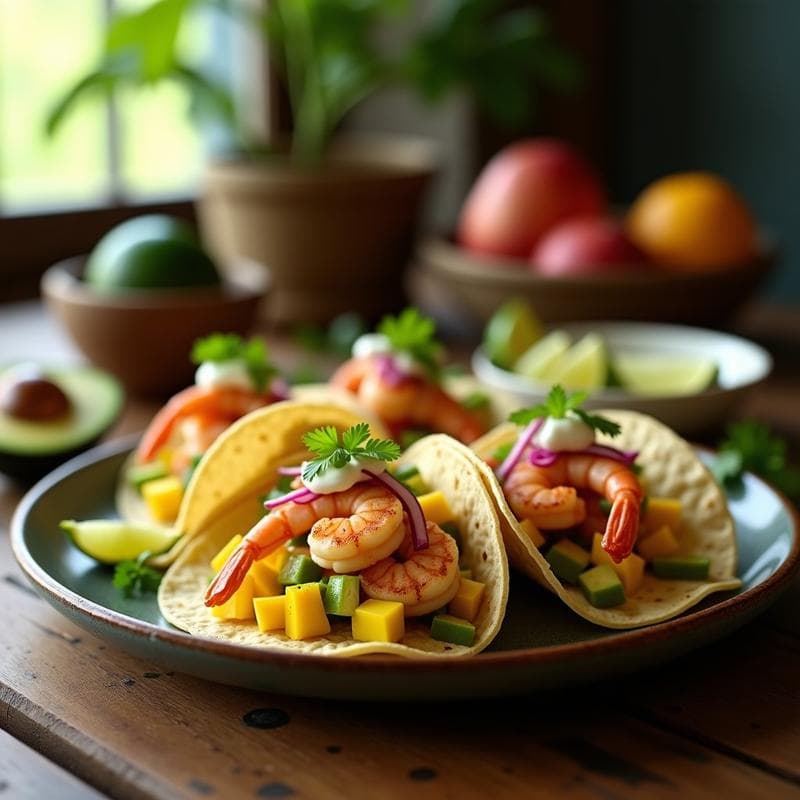 Tacos de Camarón con Encurtidos de Mango: Receta Fresca y Rápida en 20 Minutos