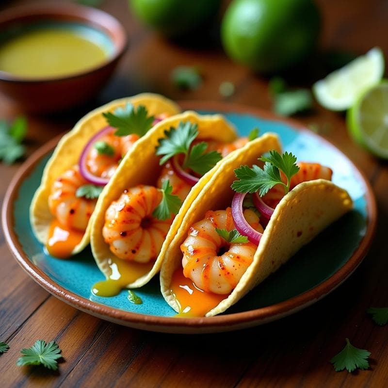 Tacos de Camarón y Mamey: Receta Costera Mexicana con Salsa de Chile Habanero