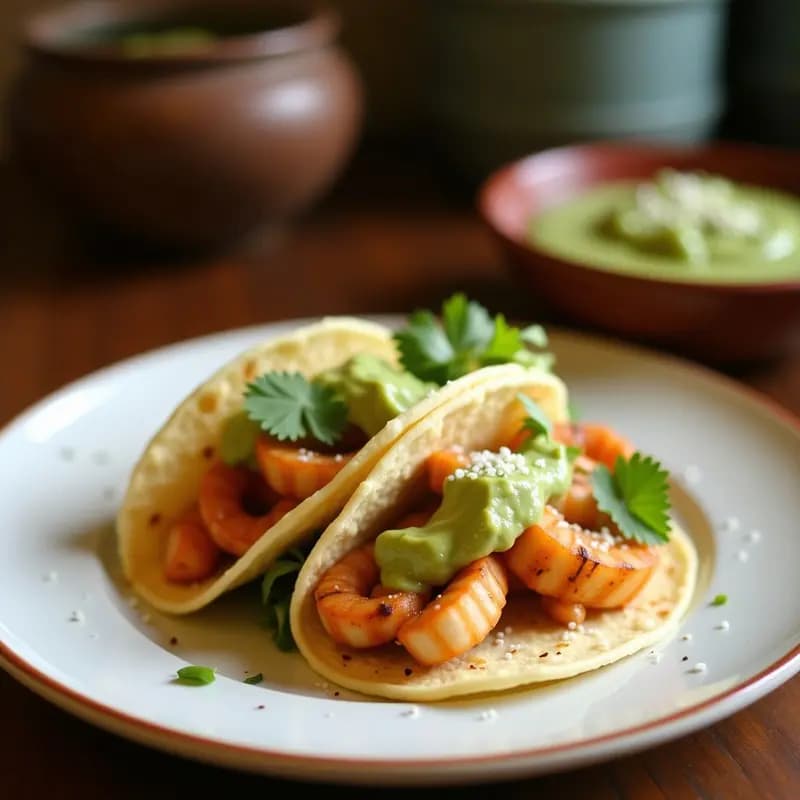 Tacos de Camarón y Puré de Aguacate con Salsa de Chipotle: Receta Mexicana Keto