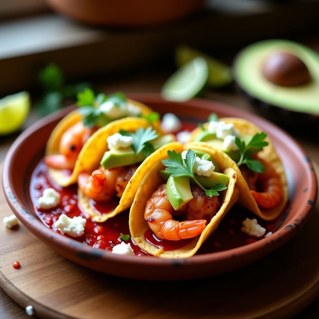 Tacos de Camarón con Puré de Guayaba y Chile Habanero: Receta Mexicana Gourmet