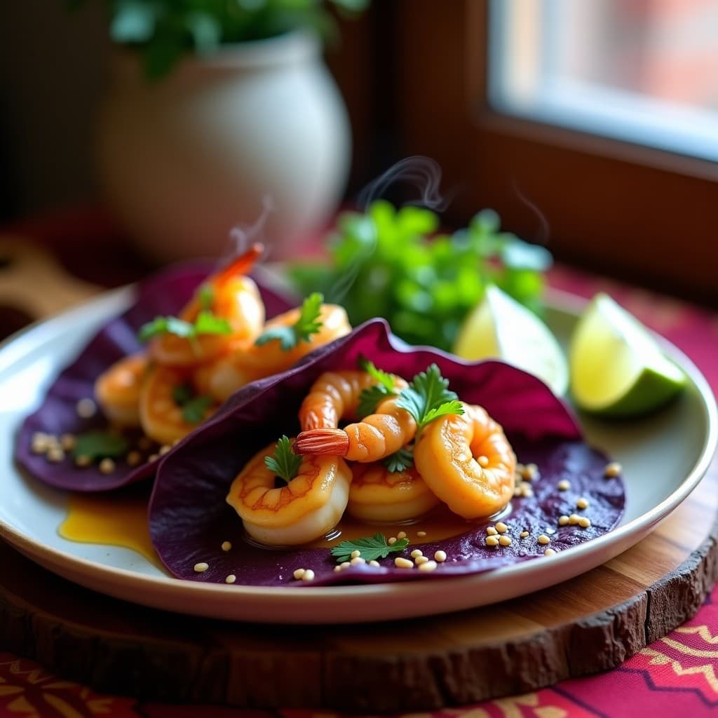 Tacos de Camarones al Ají Amarillo con Puré de Batata: Receta Peruana Keto