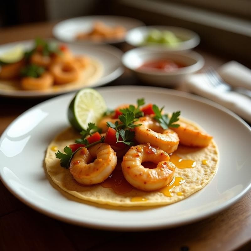 Tacos de Camarones al Ají Panca y Miel: Receta Peruana Picante-Dulce en Airfryer