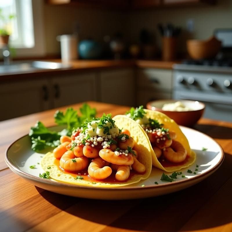 Tacos de Camarones al Ajillo: Receta Española con Toque Mexicano en Airfryer