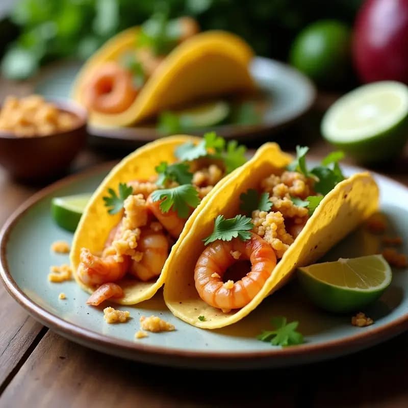 Tacos de Camarones al Ajillo con Mango y Cilantro: Receta Mexicana Alta en Proteína