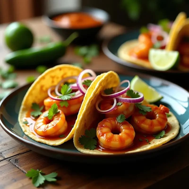 Tacos de Camarones al Ajillo y Mojo de Ajo: Receta Mexicana-Española con Toque Picante