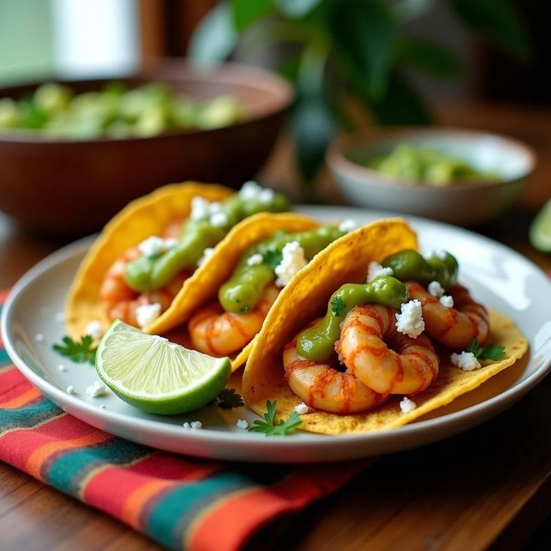 Tacos de Camarones al Ajillo con Salsa Verde: Receta Mexicana en Airfryer