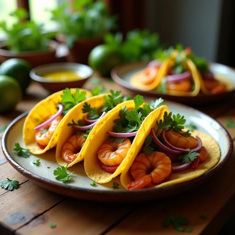 Tacos de Camarones al Ajillo con Vinagreta de Lima: Receta Peruana en 15 Minutos