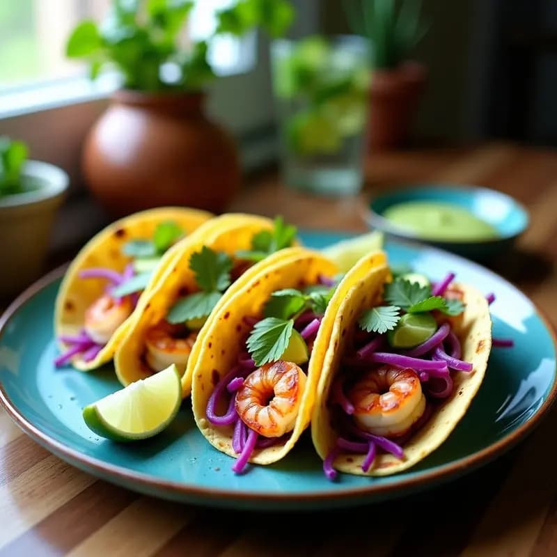 Tacos de Camarones al Mojito: Receta Mexicana con Salsa de Limón y Menta