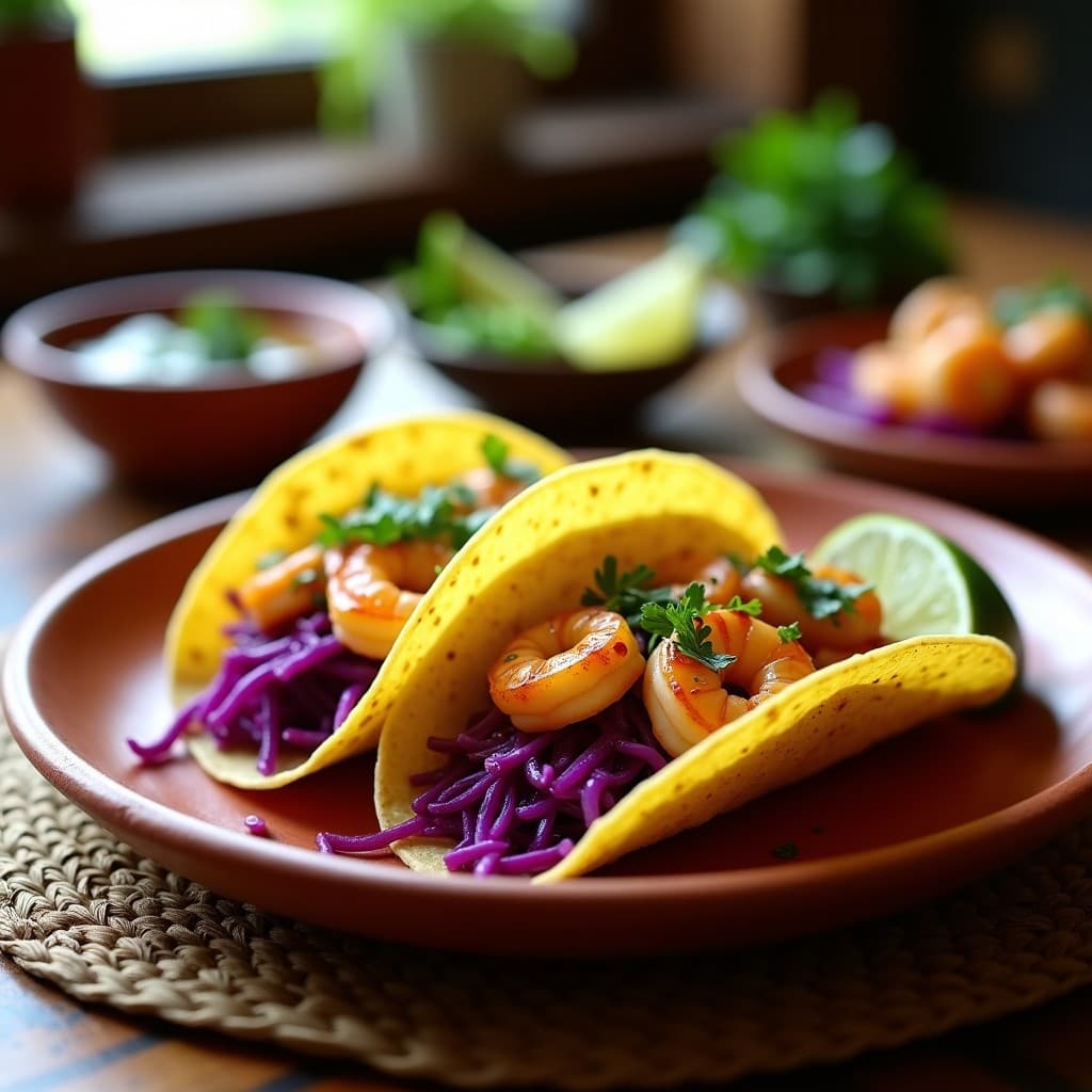 Tacos de Camarones al Mojo de Ajo con Col Morada: Receta Mexicana en Olla Express