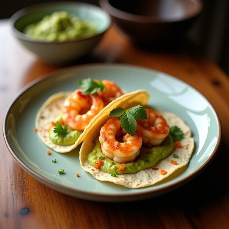Tacos de Camarones con Puré de Aguacate y Salsa de Maracuyá: Receta Peruana en Olla Express