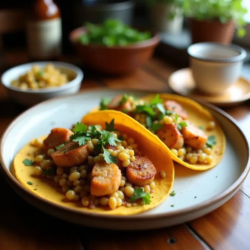 Tacos de Camarón con Salsa de Tamarindo y Crujiente de Quinoa: Receta Mexicana Gourmet