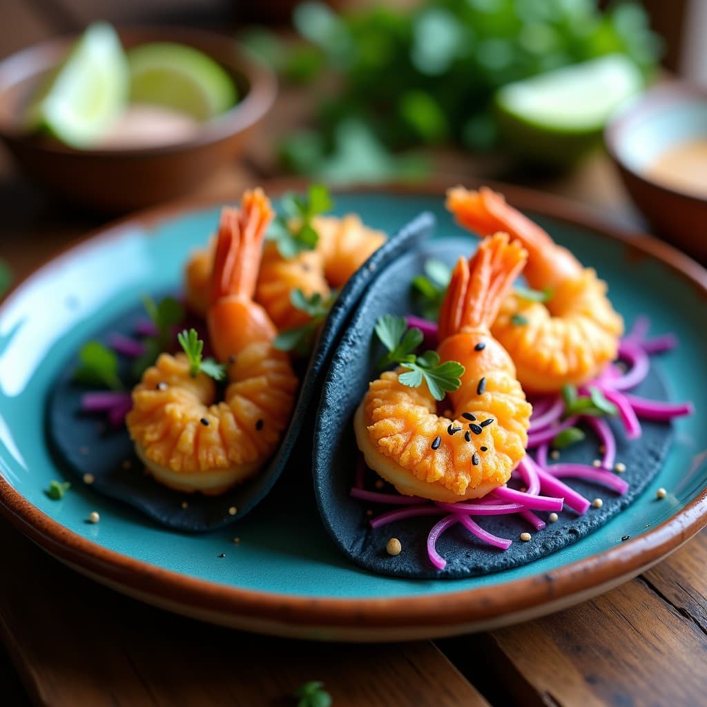 Tacos de Camarones en Tempura de Harina de Garbanzo: Receta Thai-Mexicana Crujiente en Airfryer