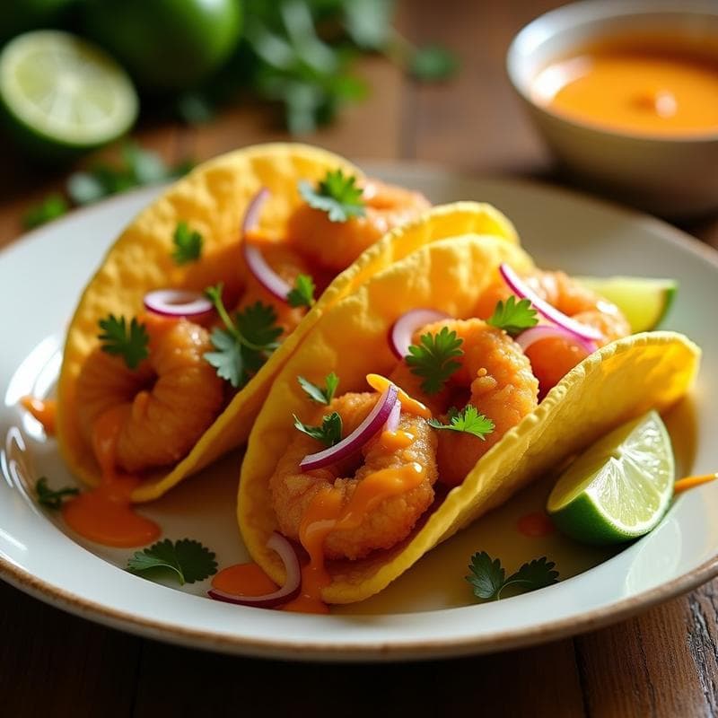 Tacos de Camarón Tempura con Salsa de Chipotle y Mango: Receta Fusion en Airfryer