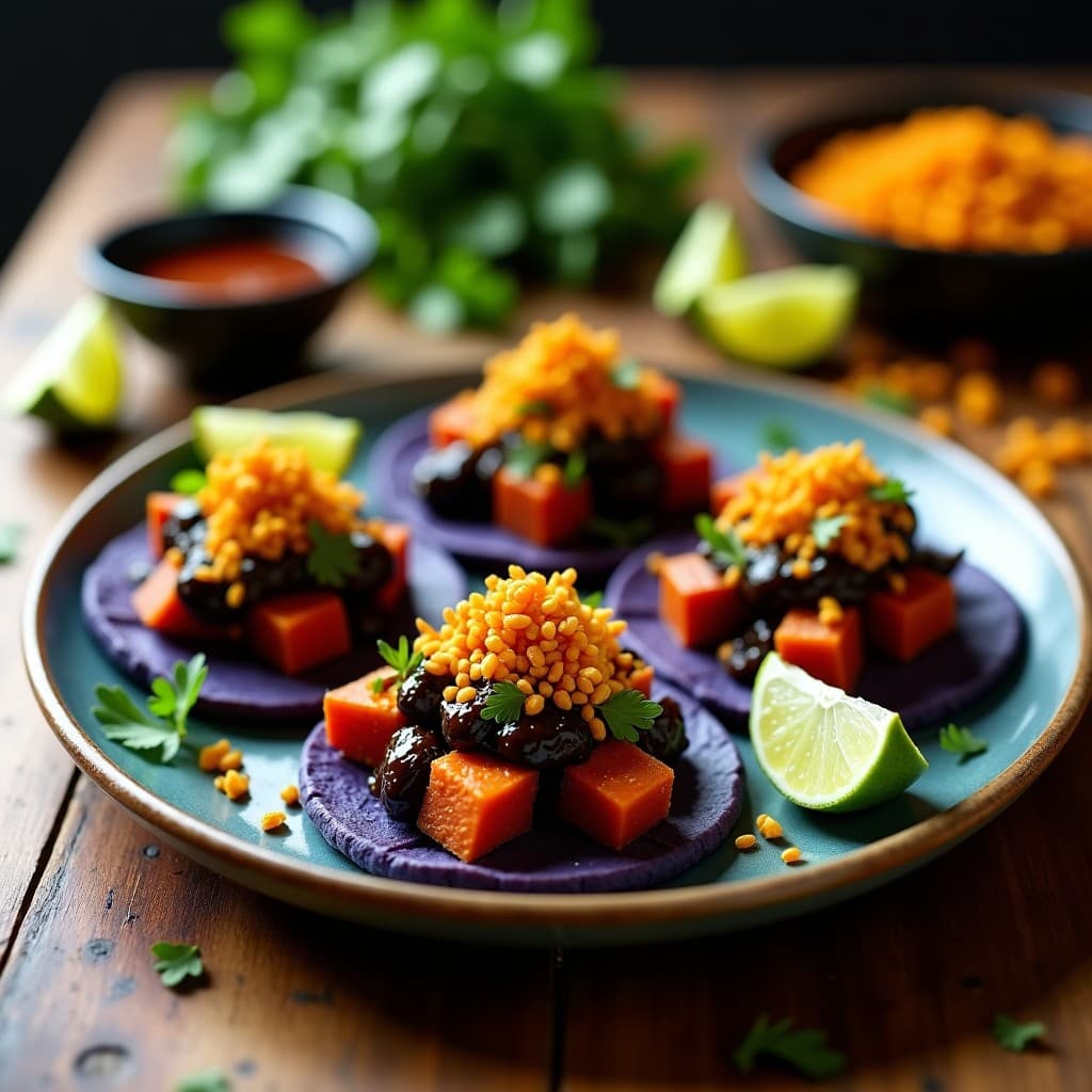 Tacos de Camote Morado y Adobo de Ostras Vegano: Receta en Airfryer con Crujiente de Amaranto