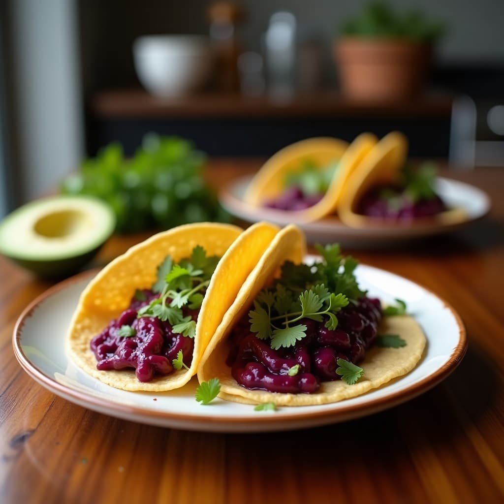 Tacos de Camote Morado con Aderezo de Cacahuate y Lima: Receta Vegana Mexicana Crujiente