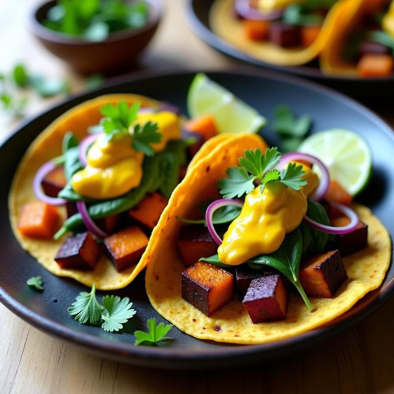 Tacos de Camote Morado y Queso de Cúrcuma: Receta Vegana en Airfryer con Toque Antiinflamatorio