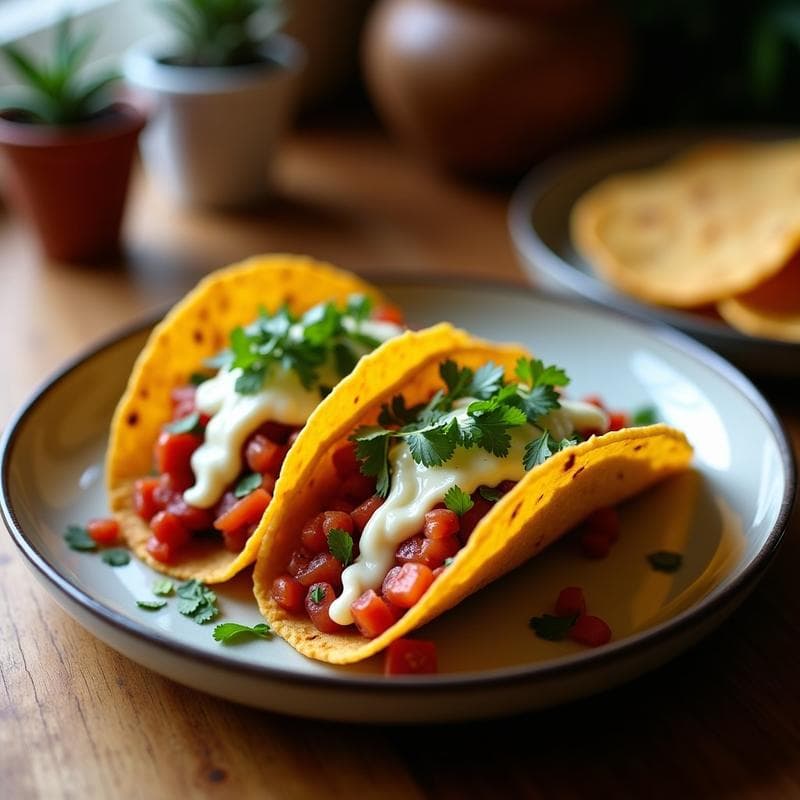 Tacos de Camote Morado y Queso Fresco: Receta Mexicana Vegana con Salsa de Chile de Árbol