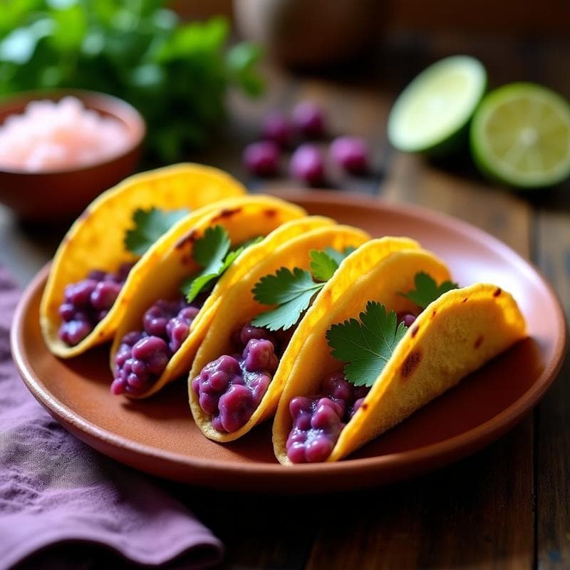 Tacos de Camu Camu y Queso Vegano: Receta Peruana Antioxidante en Airfryer en 12 Minutos