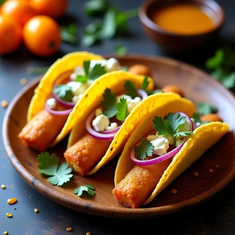 Tacos de Camusiza y Queso Feta: Receta Peruana en Airfryer con Salsa de Uvilla