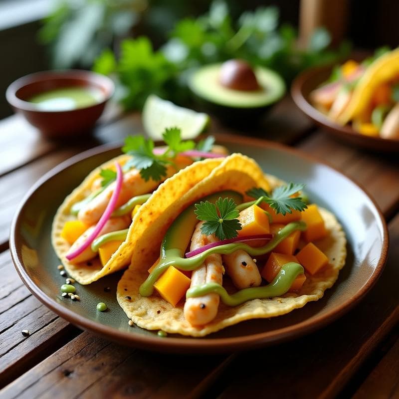 Tacos de Cangrejo y Mango con Salsa de Wasabi: Receta Fusion Japonesa-Mexicana en Airfryer