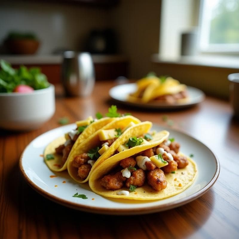 Tacos de Carne de Coco y Piña Asada: Receta Fusion Mexicana-Vegana en Airfryer