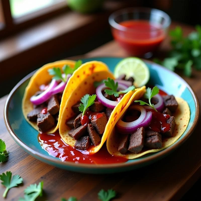 Tacos de Carne de Res Marinada en Adobo con Salsa de Guayaba: Receta Mexicana Gourmet